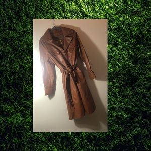 Oversized Brown Leather Trench